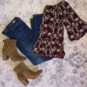 3 for $20 — Alya Maroon Floral Blouse size S